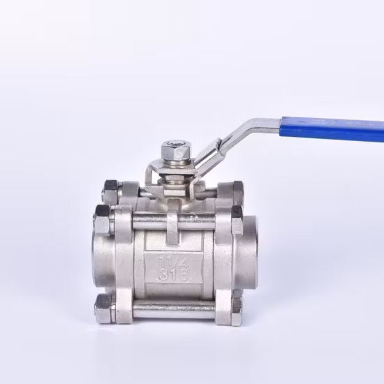 SS304 316 Vanne à boisseau sphérique manuelle en acier inoxydable 3 pièces à port complet 3 pièces